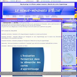 L'évaluation formatrice dans la démarche des cartes d'apprentissage