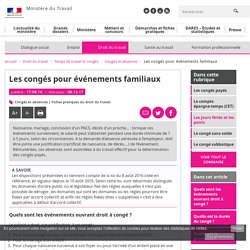 Congés pour évènements familiaux