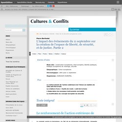 L’impact des événements du 11 septembre sur la création de l’espace de liberté, de sécurité, et de justice. Partie 2