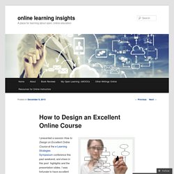 How to Design an Excellent Online Course