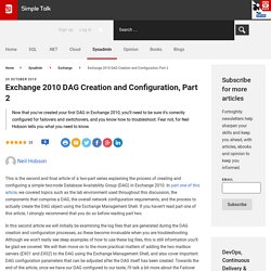 Exchange 2010 DAG Creation and Configuration, Part 2 - Simple Talk