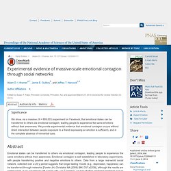 Experimental evidence of massive-scale emotional contagion through social networks