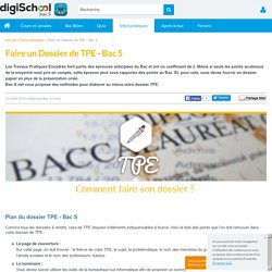 Faire un Dossier de TPE 1ère S - Bac S