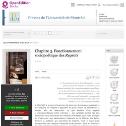 Les lettres romaines de Du Bellay - Chapitre 3. Fonctionnement sociopoétique des Regrets - Presses de l’Université de Montréal