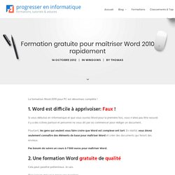 Formation gratuite pour maîtriser Word 2010 rapidement - PEI