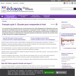 Français - Français cycle 3 - Écouter pour comprendre à l'oral