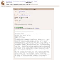 How To Win Friends and Influence People (download torrent) - TPB
