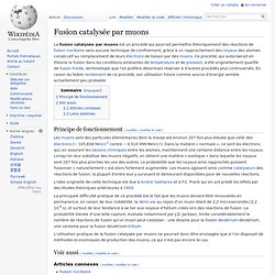 Fusion catalysée par muons