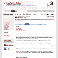 ApoE Genotyping: The Test