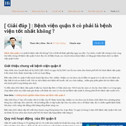 [ Giải đáp ] : Bệnh viện quận 8 có phải là bệnh viện tốt nhất không ?
