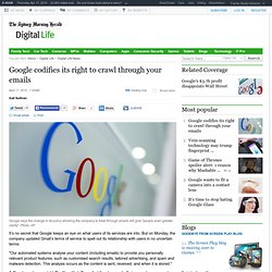 Google codifies its right to crawl through your emails
