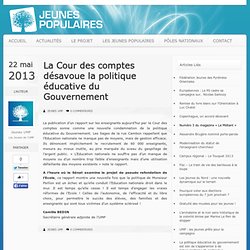 La Cour des comptes désavoue la politique éducative du Gouvernement 