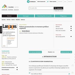 Valeurs grammaticales et structures prédicat-argument