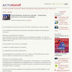 Harcèlement moral au travail : Sanctions prévues et recours possibles
