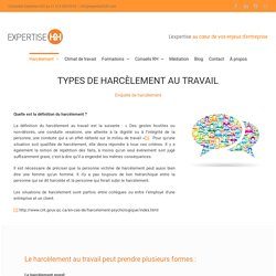 Types de harcèlement au travail - Harcèlement