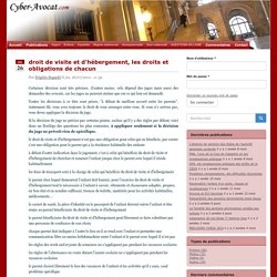 droit de visite et d'hébergement, les droits et obligations de chacun