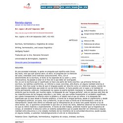 Escritura, hermenéutica y lingüística de corpus