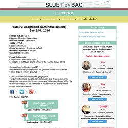 Annale et corrigé d'Histoire-Géographie (Amérique du Sud) en 2014 au bac ES-L