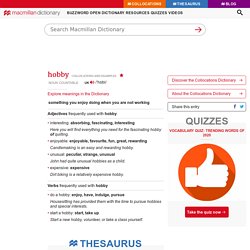 hobby collocations with examples