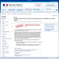 Couples homosexuels : la loi sur le mariage pour tous publiée au Journal officiel