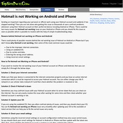 Hotmail is not Working on Android and iPhone