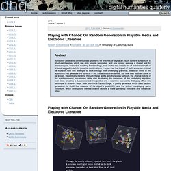 Playing with Chance: On Random Generation in Playable Media and Electronic Literature