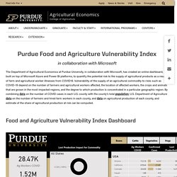 Food and Ag Vulnerability Index - Shows Potential Risk to Supply as Result of Worker Illnesses from COVID19