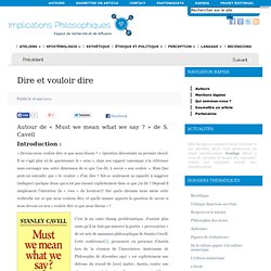 Dire et vouloir dire