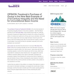 OPINION: Facebook’s Purchase of Oculus is the New Best Example of 21st Century Inequality and the Need for Unconditional Basic Income