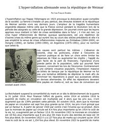 L'hyper-inflation allemande sous la république de Weimar