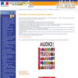 Fabricants / revendeurs de prothèses auditives