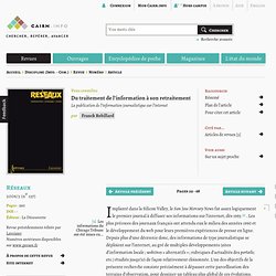 Du traitement de l'information à son retraitement