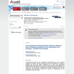 Les compétences informationnelles relatives au Web des futurs enseignants québécois et leur préparation à les enseigner : résultats d’une enquête