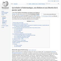 Loi relative à l'informatique, aux fichiers et aux libertés du 6 janvier 1978