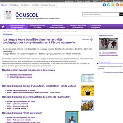 Infothèque - Langue orale et APC à l'école maternelle