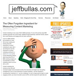 The Often Forgotten Ingredient for Measuring Content Marketing