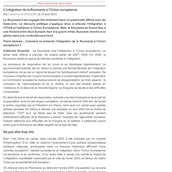 2003/ L'intégration de la Roumanie à l'Europe (C. Durandin)