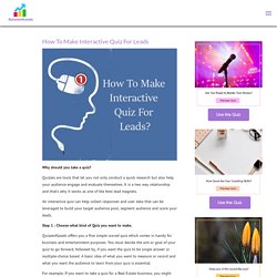 How to make Interactive Quiz for leads - quizzes4leads