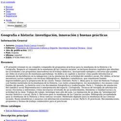 Geografía e historia: investigación, innovación y buenas prácticas