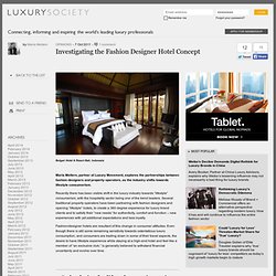 Investigating the Fashion Designer Hotel Concept