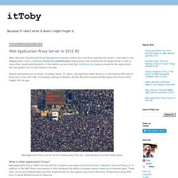 Web Application Proxy Server in 2012 R2