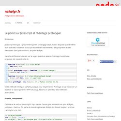 Le point sur Javascript et l’héritage prototypal