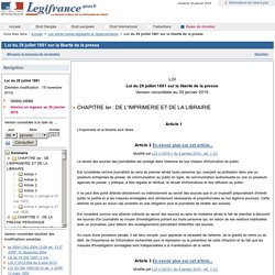 Loi du 29 juillet 1881 sur la liberté de la presse