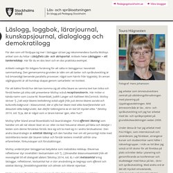 Läslogg, loggbok, lärarjournal, kunskapsjournal, dialoglogg och demokratilogg