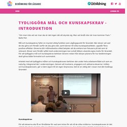 Tydliggöra mål och kunskapskrav - introduktion