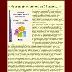 L'estime de soi: édito Philippe Meirieu