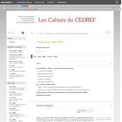 L’expérience des IUFM