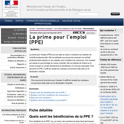 La prime pour l'emploi (PPE)