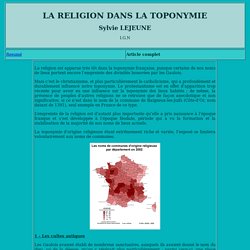 Toponymie : La religion