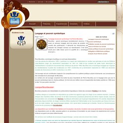 Langage et pouvoir symbolique